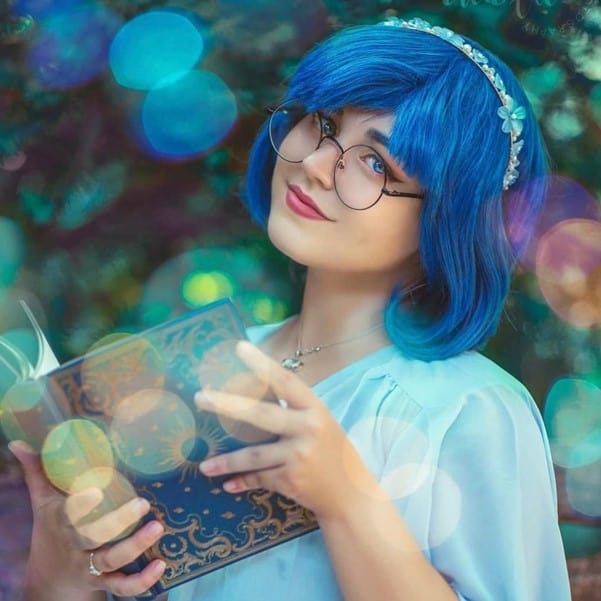 Blue Updo Anime Wig