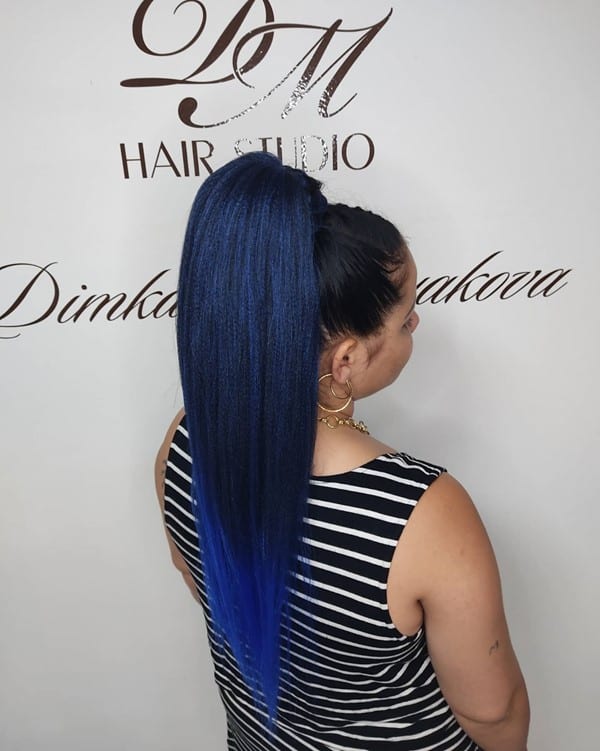 Blue Wig Ponytail
