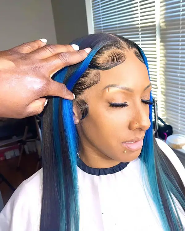 Blue Wig With Highlights