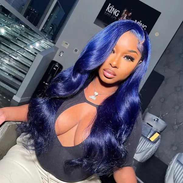 Dark Blue Wavy Wig