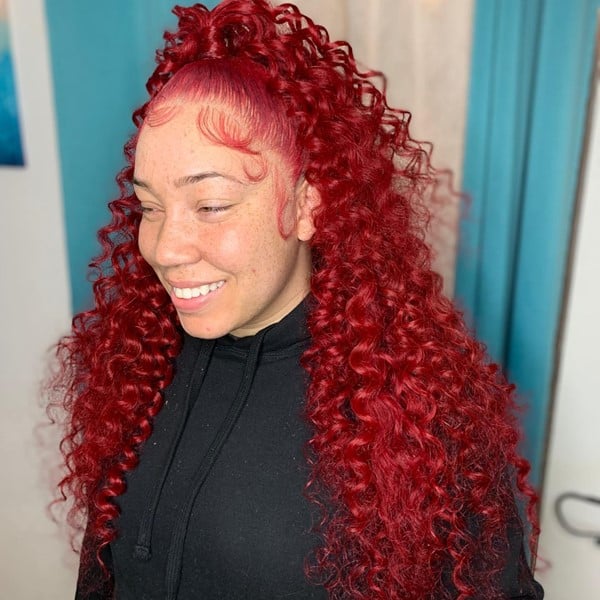 Half-up Half-down Red Wig