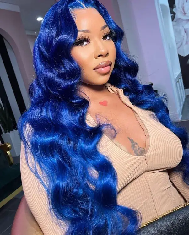 Long Blue Wavy Wig