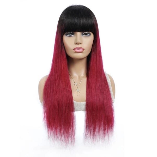 Long Red Wig With Black Bangs