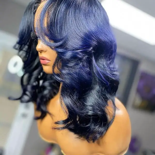 Medium Length Blue Wig