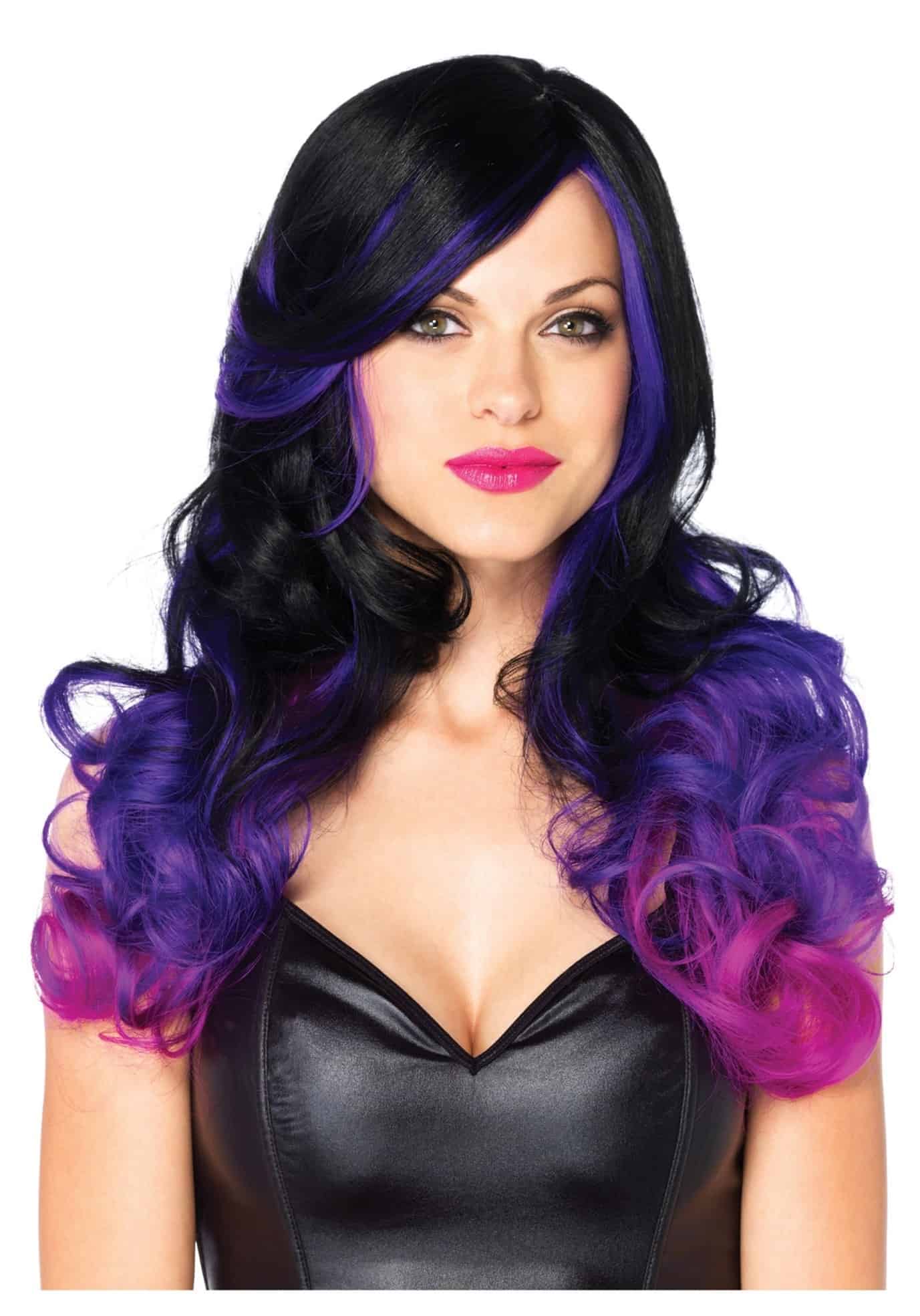 Black Pink And Purple Wig