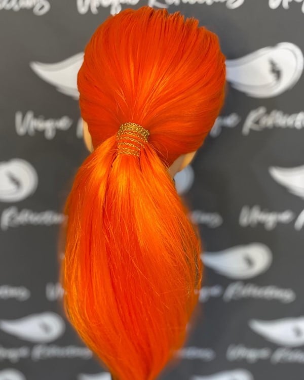 Bright Orange Ponytail Wig Hair