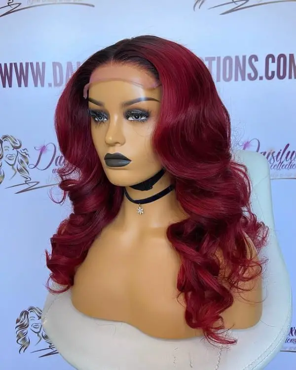 Burgundy Wavy Human Hair Wig