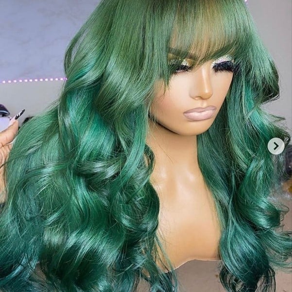 Emerald Green Wig With Bangs