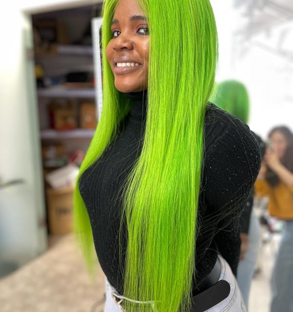 Extra Long Straight Green Wig
