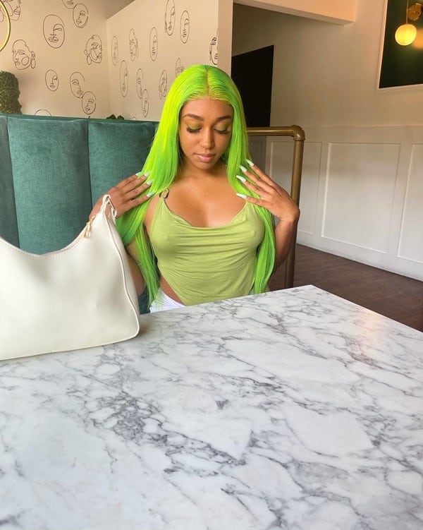 Green Lace Front Wig Loud Color
