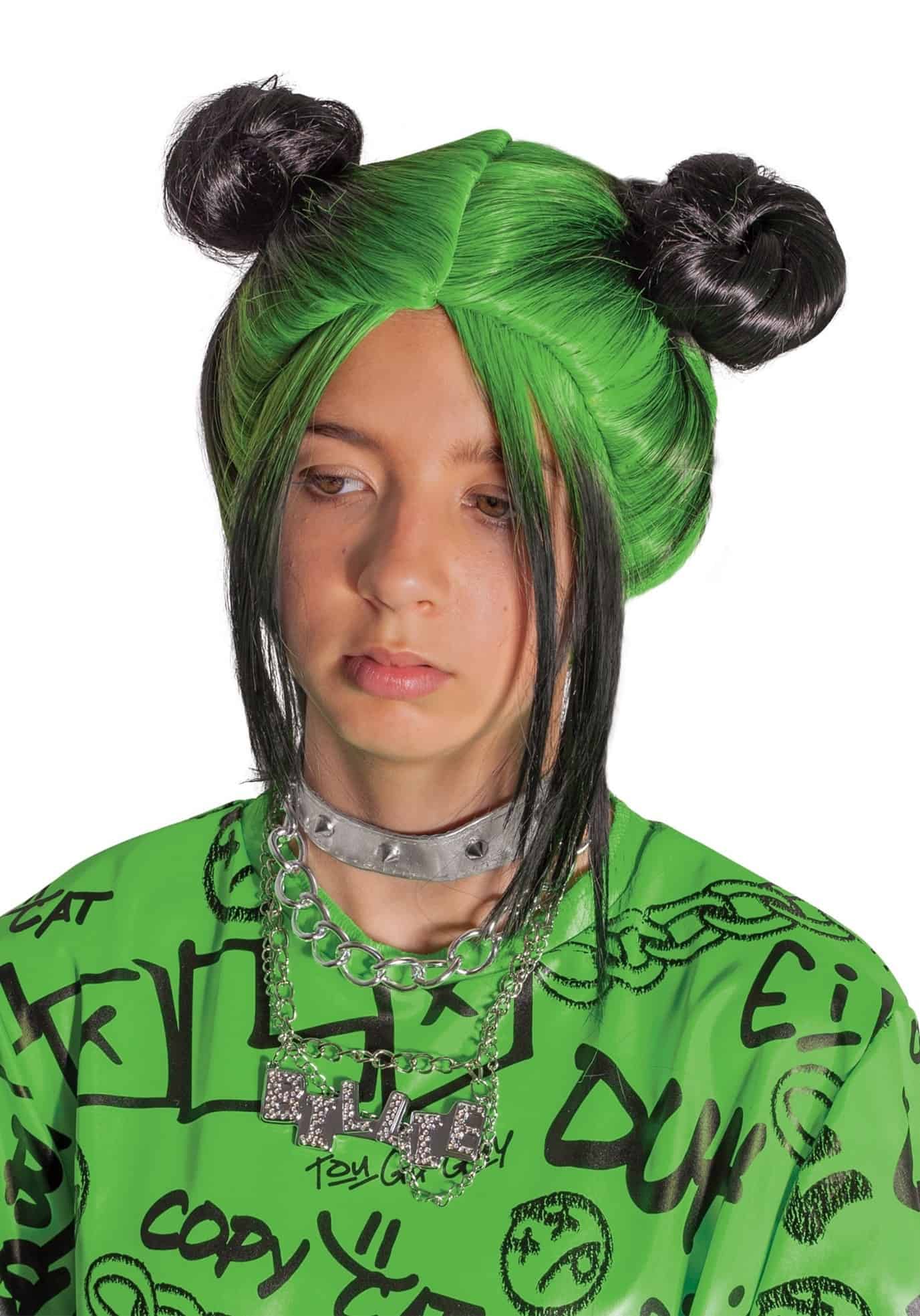 Green Wig Space Buns