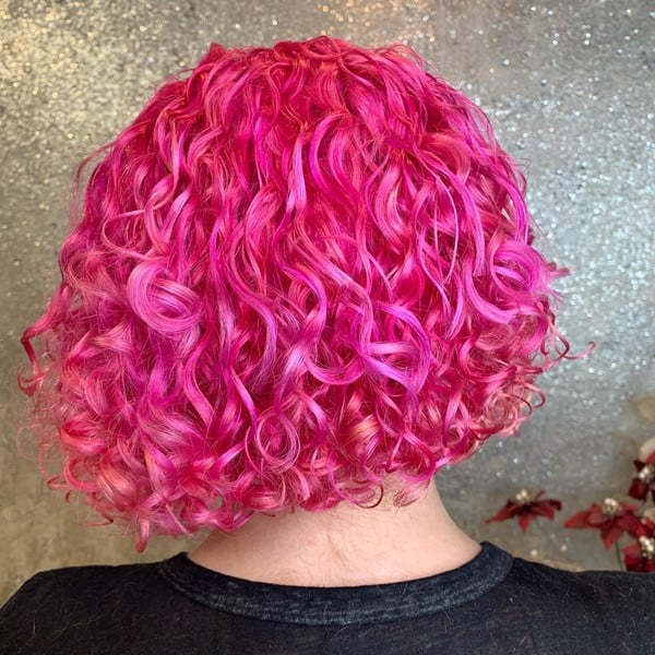Hot Pink Curly Bob Wig