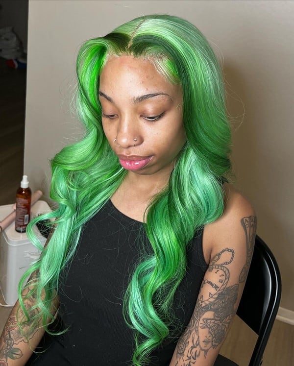 Light Green Wig Wavy