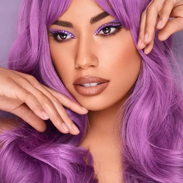 Long Purple Wig Look