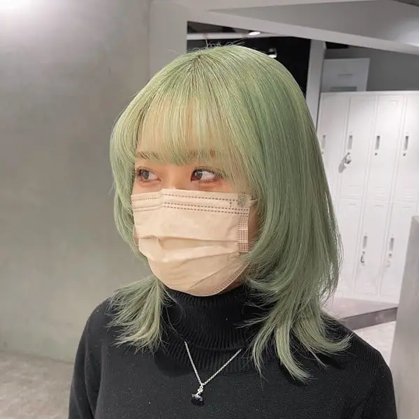 Mint Green Wig With Bangs