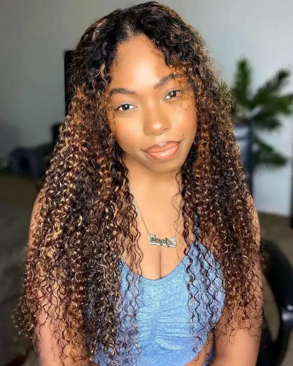 Ombre Curly V Part Wig