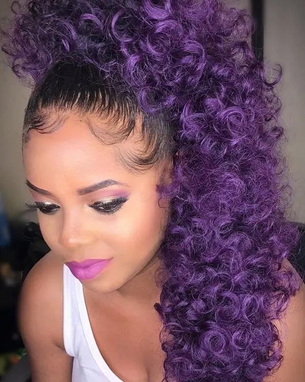 Purple Curly Ponytail Wig