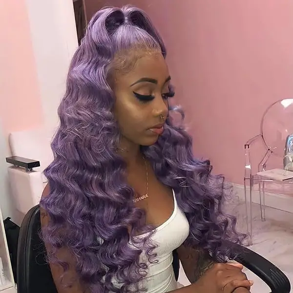 Purple Wig Long Hairdo