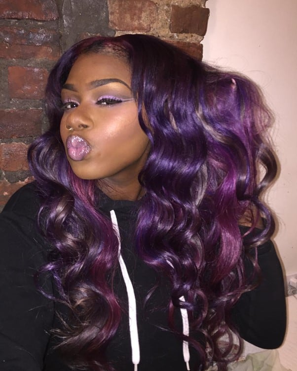 Shiny Dark Purple Wig