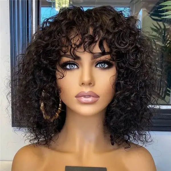 Short Curly V Part Wig