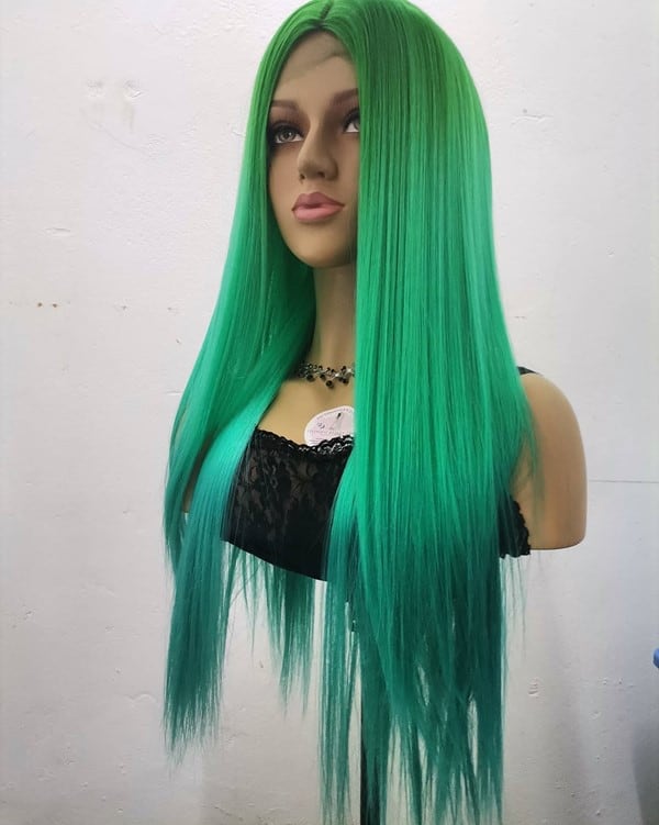 Super Long Green Wig Straight Hair