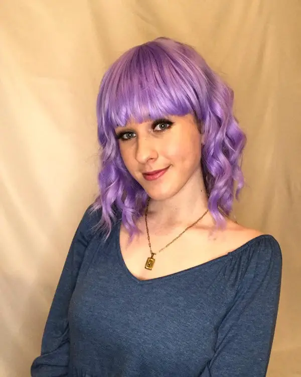 Violet Purple Wig With Bangs