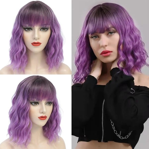 Wavy Short Purple Wig