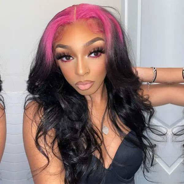 Black And Pink Lace Front Wig