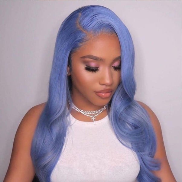 Blue Glueless Lace Frontal Wig