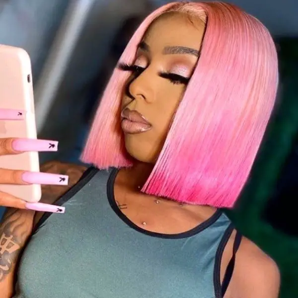 Bright Pink Bob Lace Front Wig