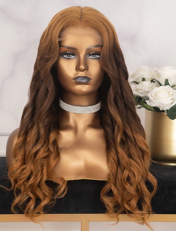 Brown With Highlights Frontal Wig