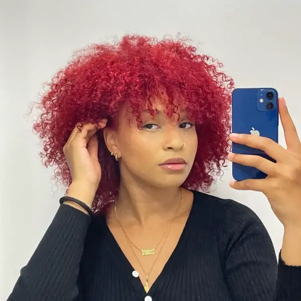 Curly Red Wig With Bangs