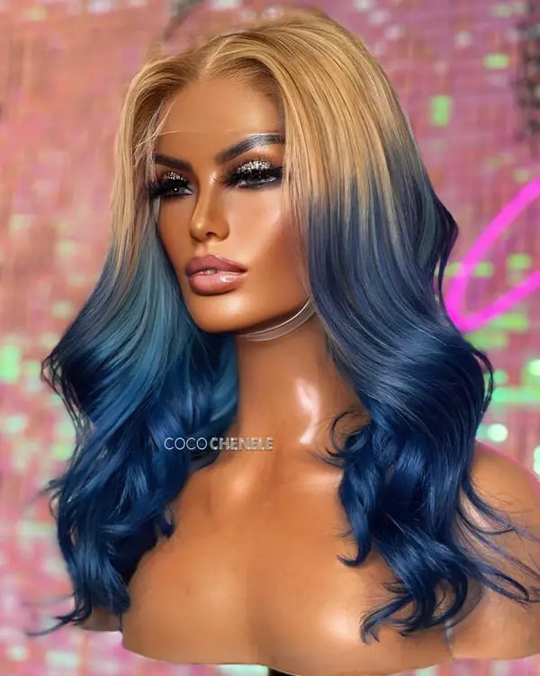 Glueless Lace Front Wig Pop Of Blue