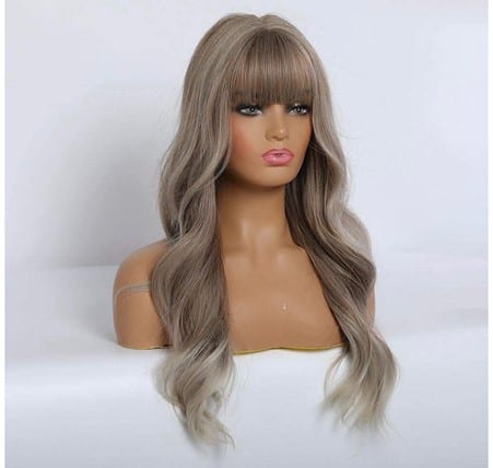 Icy Blonde Wig With Bangs