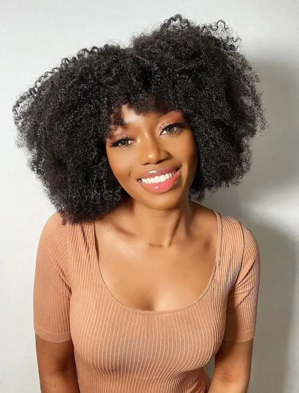 Kinky Super Curly Wig With Bangs