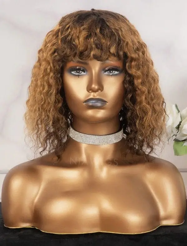 30+ Curly Wigs With Bangs You Can Shop Online (2023 Update) 11 Light Brown Curly Wig With Bangs