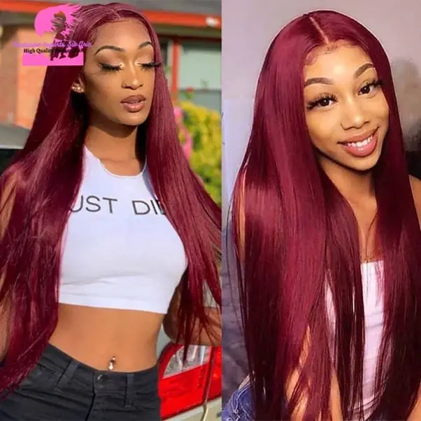 Long Red Glueless Lace Front Wig