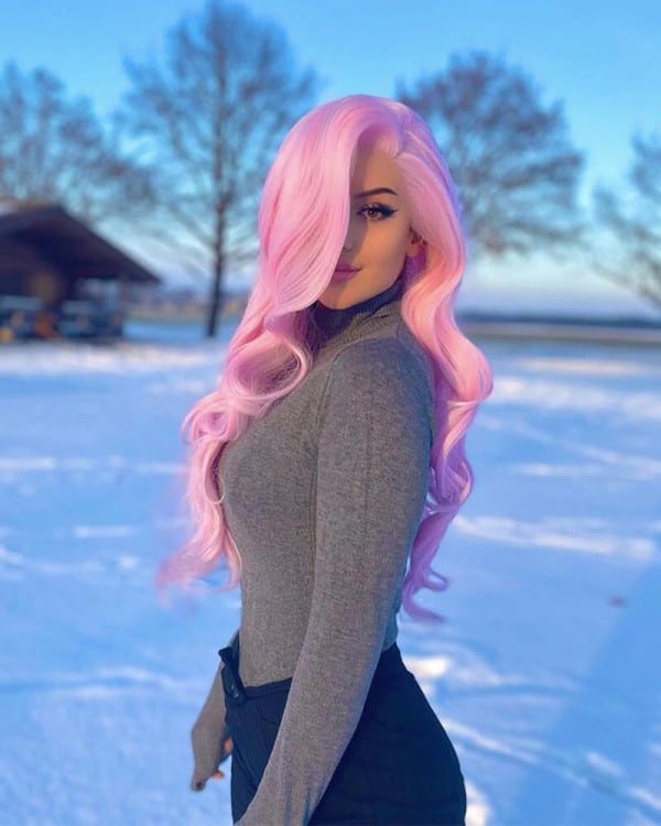 Long Soft Pink Lace Front Wig