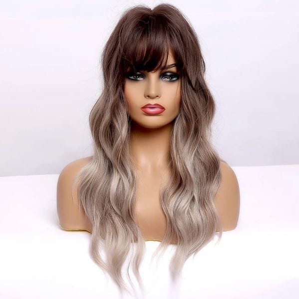 Ombre Blonde Wig With Bangs