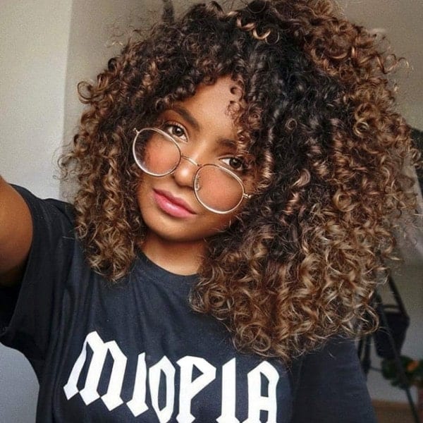 Ombre Curly Wig With Bangs