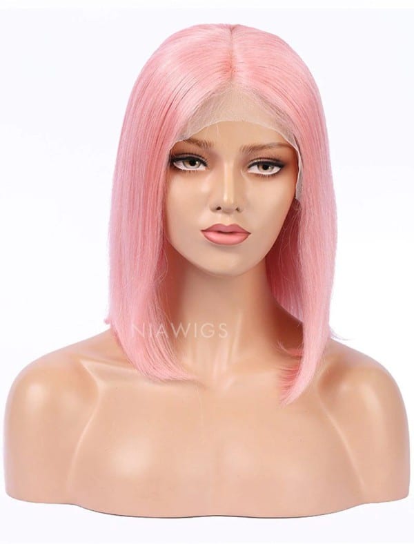 Pink Synthetic Lace Front Wig