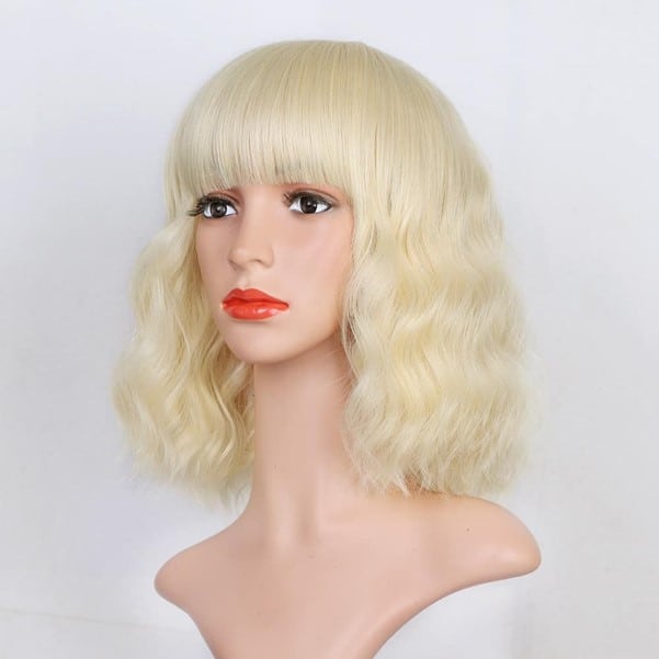 Platinum Blonde Wig With Bangs