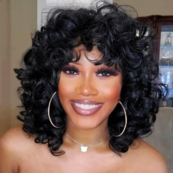30+ Curly Wigs With Bangs You Can Shop Online (2023 Update) 33 Purple Curly Wig With Bangs