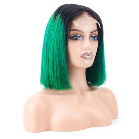 Short Green Glueless Lace Front Wig
