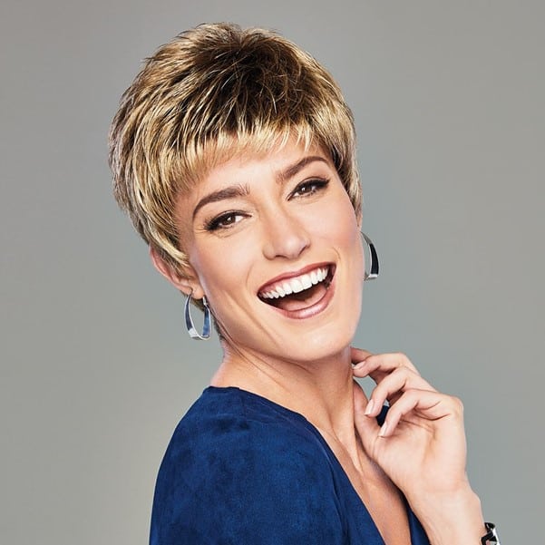 Short Natural Pixie Blonde Wig With Bangs