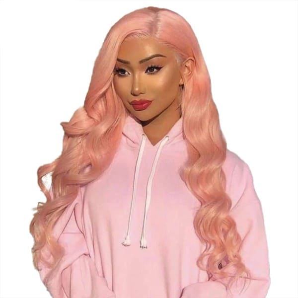 Short Wavy Light Pink Lace Front Wig