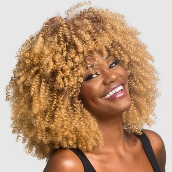 Super Curly Blonde Wig With Bangs