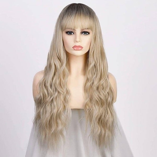 Super Long Blonde Wig With Bangs