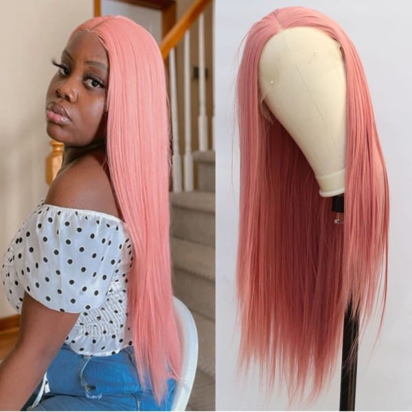 Super Long Pink Lace Front Wig Hair
