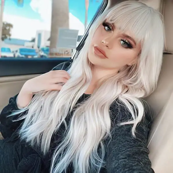 White Blonde Wig With Bangs